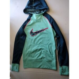 Nike Therma-FIT Hoodie XS Teal Green Blue Thumbhole Pullover Womens‎